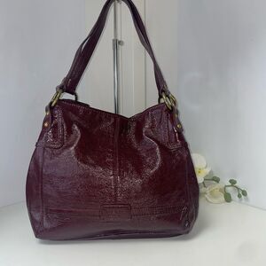 The Sak Deep Burgundy Patent Leather Shoulder Bag